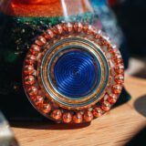 Round Pocket Orgone Generator Orgonite blue yinyang coil