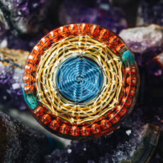Triskelion Flower of Life Portable Pocket Orgonite by reinhard stanjek teal